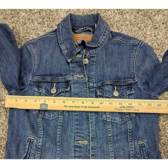 Levis Trucker Jacket Womens Small Blue Denim Jean Red Tab Pockets Classic - Picture 6 of 7